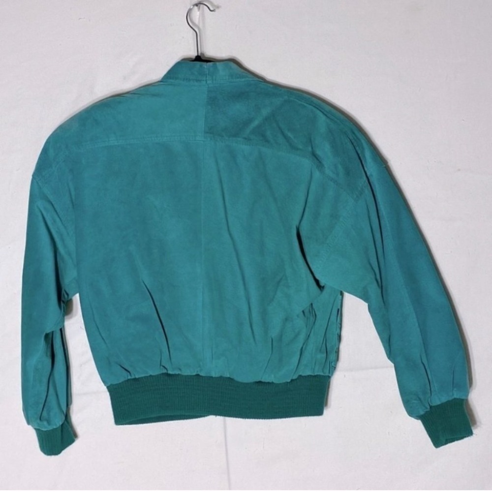 Vintage Daniel Marcus Cropped Teal Suede 90s Jacket M - Picture 14 of 15